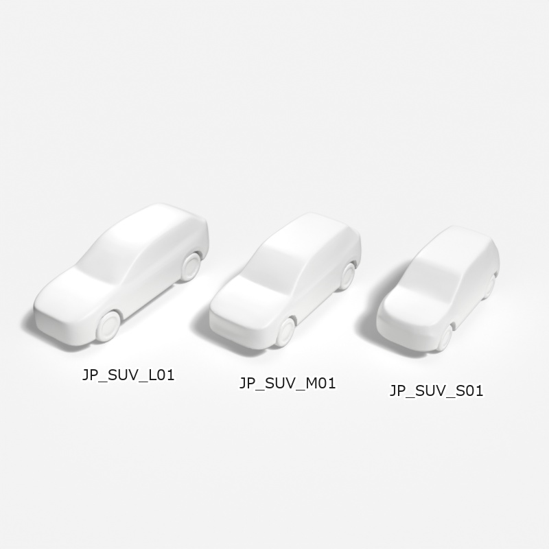 建築模型用 添景3Dデータ：都市型SUV3台セット（Pack 01） 3D Staffage Data for Architectural Scale Models: Urban SUVs 3-Piece Set (Pack 01)