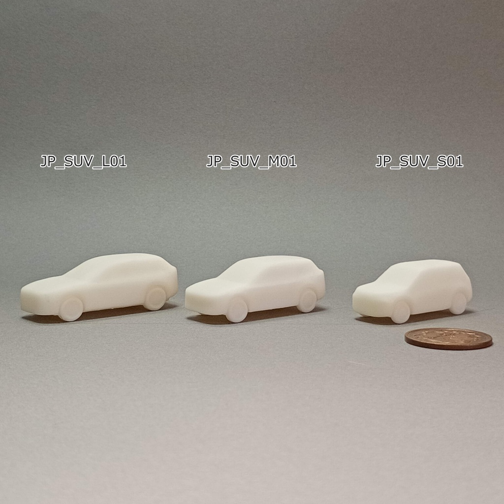 建築模型用 添景3Dデータ:都市型SUV3台セット(Pack 01) 3D Staffage Data for Architectural Scale Models: Urban SUVs 3-Piece Set (Pack 01)