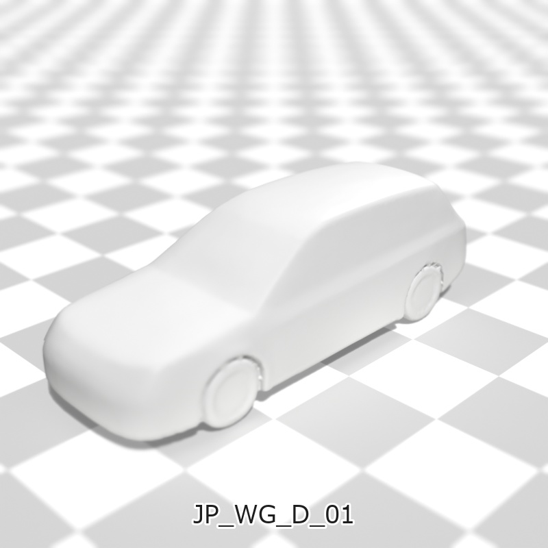 建築模型用 添景3Dデータ:ステーションワゴン3台セット(Pack 01) 3D Staffage Data for Architectural Scale Models: Station Wagons 3-Piece Set (Pack 01)