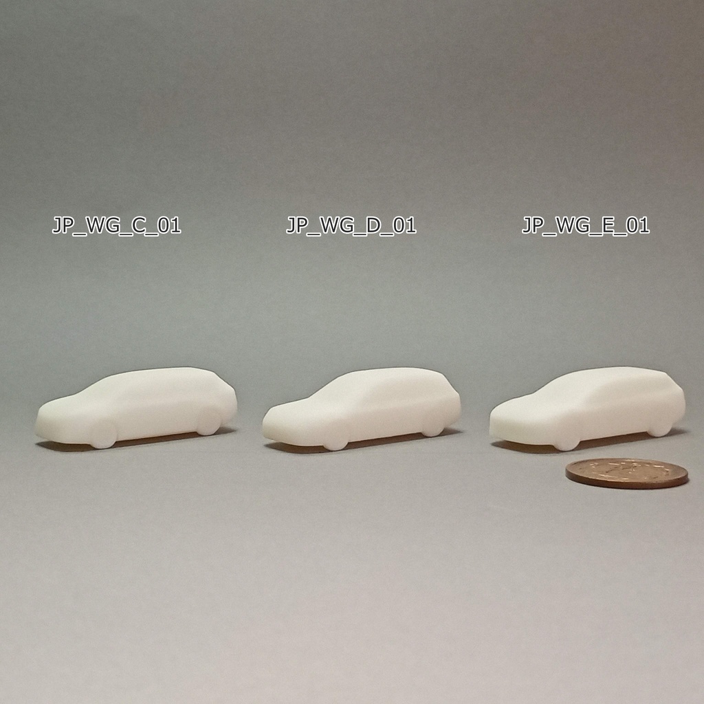 建築模型用 添景3Dデータ:ステーションワゴン3台セット(Pack 01) 3D Staffage Data for Architectural Scale Models: Station Wagons 3-Piece Set (Pack 01)