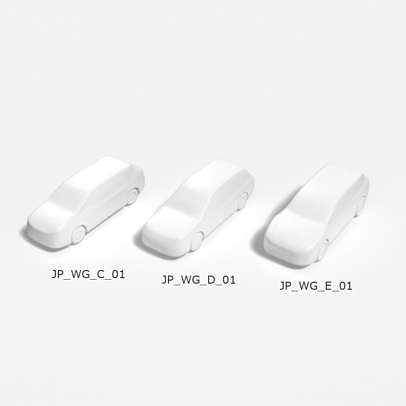 建築模型用 添景3Dデータ:ステーションワゴン3台セット(Pack 01) 3D Staffage Data for Architectural Scale Models: Station Wagons 3-Piece Set (Pack 01)