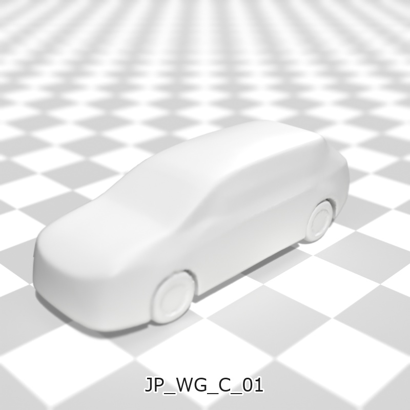 建築模型用 添景3Dデータ:ステーションワゴン3台セット(Pack 01) 3D Staffage Data for Architectural Scale Models: Station Wagons 3-Piece Set (Pack 01)