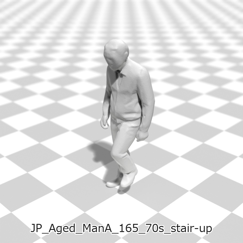建築模型用 添景3Dデータ(1/50):高齢男性A(5ポーズセット)1/50 Scale 3D Staffage Data for Architectural Scale Models: Elderly Man A (Set of 5 Poses)
