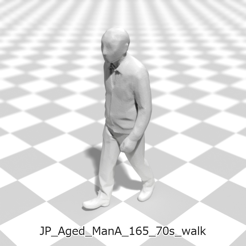 建築模型用 添景3Dデータ(1/50):高齢男性A(5ポーズセット)1/50 Scale 3D Staffage Data for Architectural Scale Models: Elderly Man A (Set of 5 Poses)