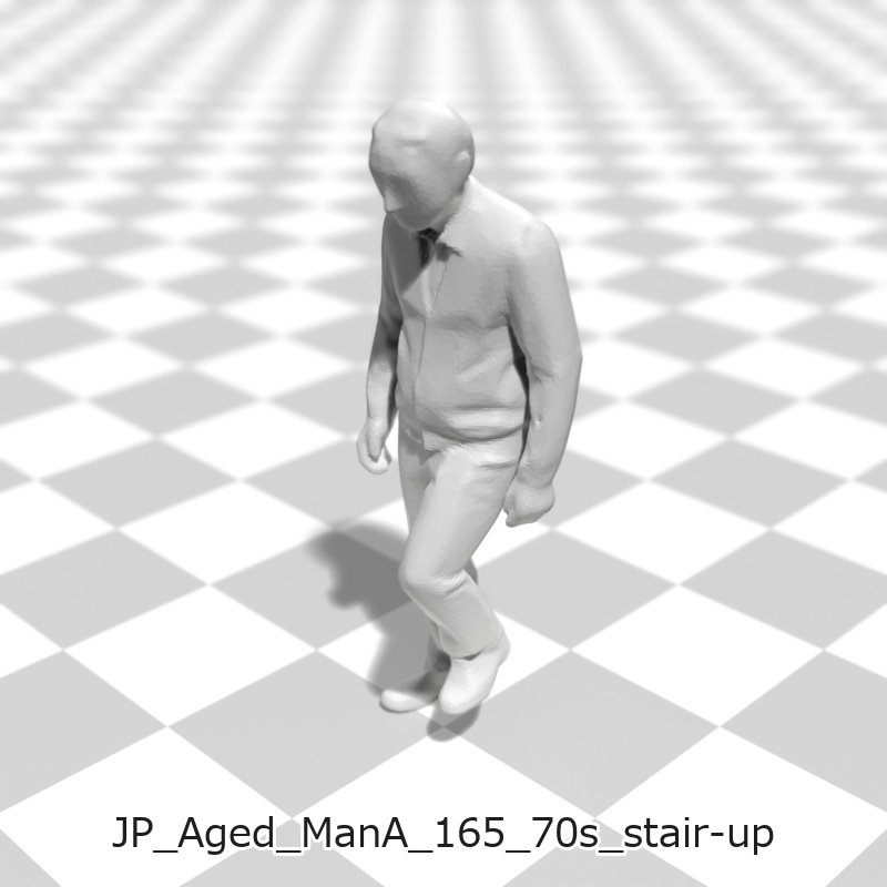 建築模型用 添景3Dデータ(1/50):高齢男性A(5ポーズセット)1/50 Scale 3D Staffage Data for Architectural Scale Models: Elderly Man A (Set of 5 Poses)