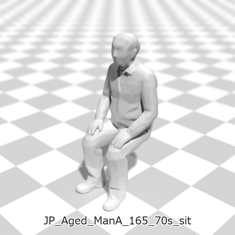 建築模型用 添景3Dデータ(1/50):高齢男性A(5ポーズセット)1/50 Scale 3D Staffage Data for Architectural Scale Models: Elderly Man A (Set of 5 Poses)