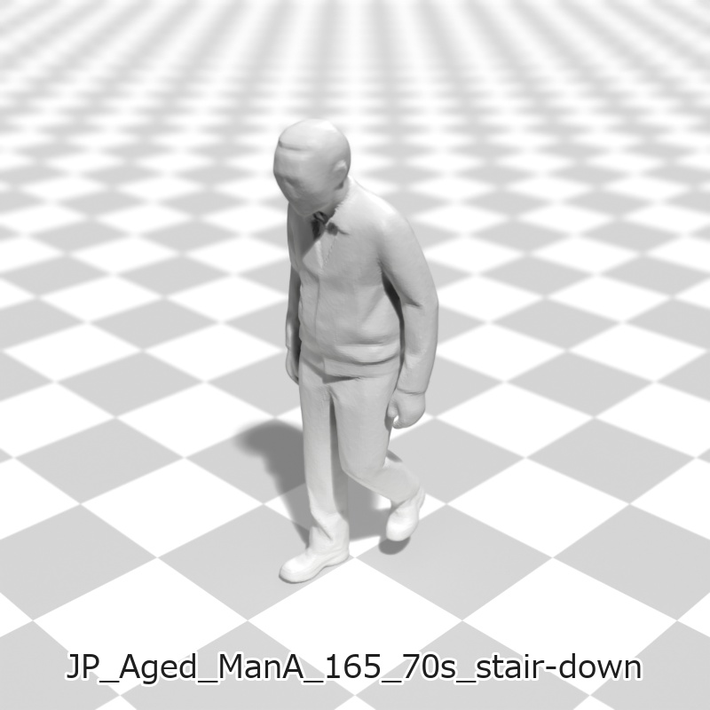 建築模型用 添景3Dデータ(1/50):高齢男性A(5ポーズセット)1/50 Scale 3D Staffage Data for Architectural Scale Models: Elderly Man A (Set of 5 Poses)