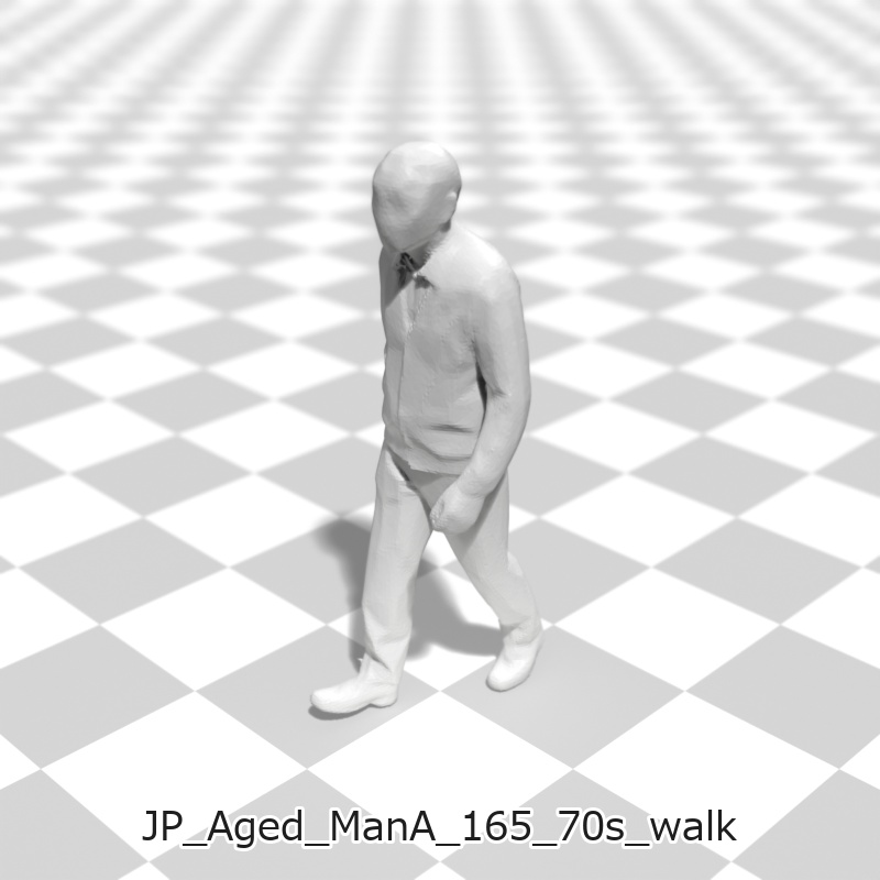 建築模型用 添景3Dデータ(1/50):高齢男性A(5ポーズセット)1/50 Scale 3D Staffage Data for Architectural Scale Models: Elderly Man A (Set of 5 Poses)