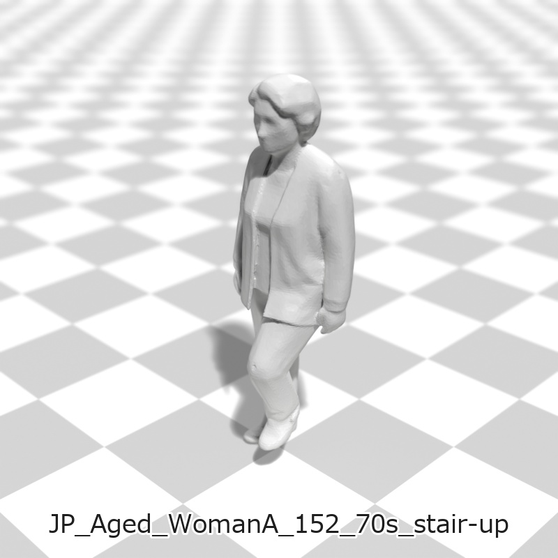建築模型用 添景3Dデータ(1/50):高齢女性A(5ポーズセット)1/50 Scale 3D Staffage Data for Architectural Scale Models: Elderly Woman A (Set of 5 Poses)
