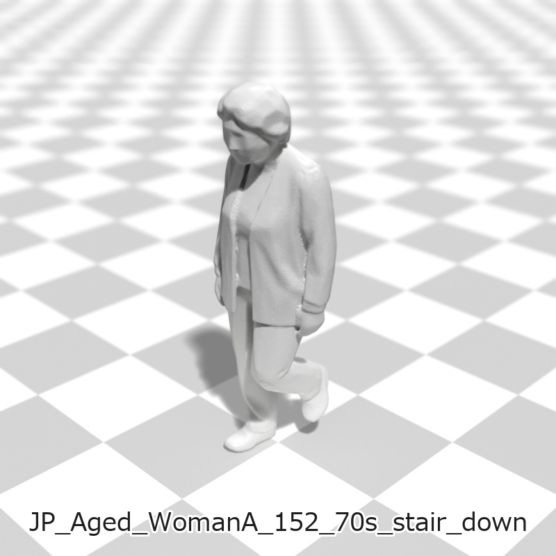 建築模型用 添景3Dデータ(1/50):高齢女性A(5ポーズセット)1/50 Scale 3D Staffage Data for Architectural Scale Models: Elderly Woman A (Set of 5 Poses)