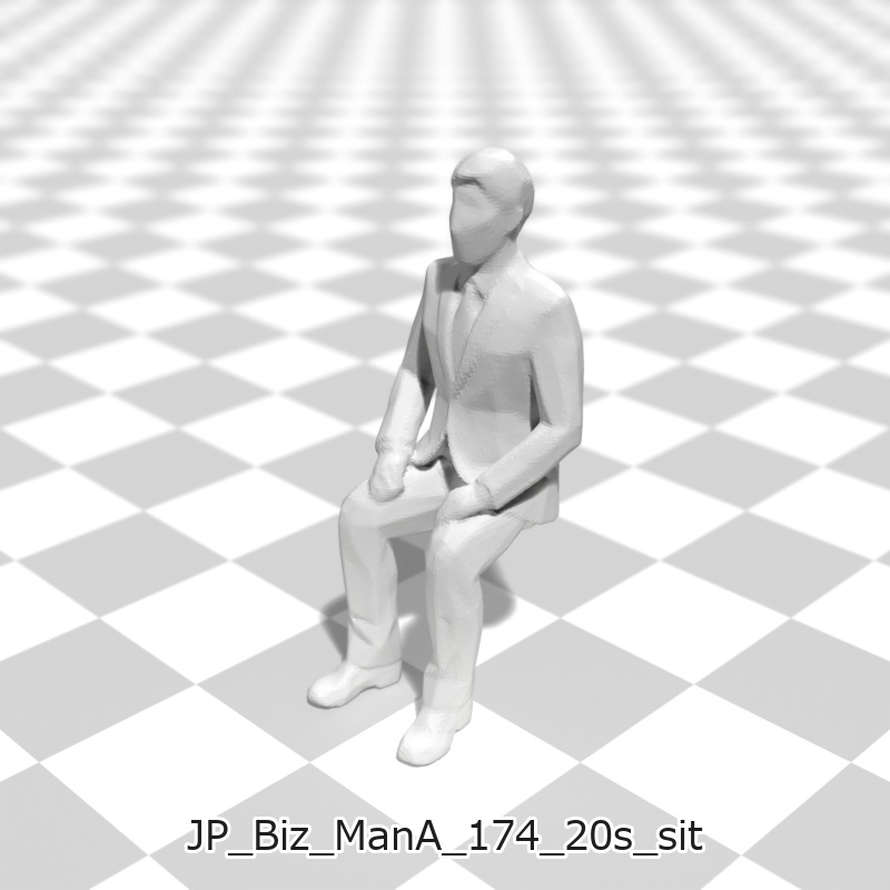 建築模型用 添景3Dデータ(1/50):ビジネスマンA(5ポーズセット) 1/50 Scale 3D Staffage Data for Architectural Scale Models: Businessman A (Set of 5 Poses)