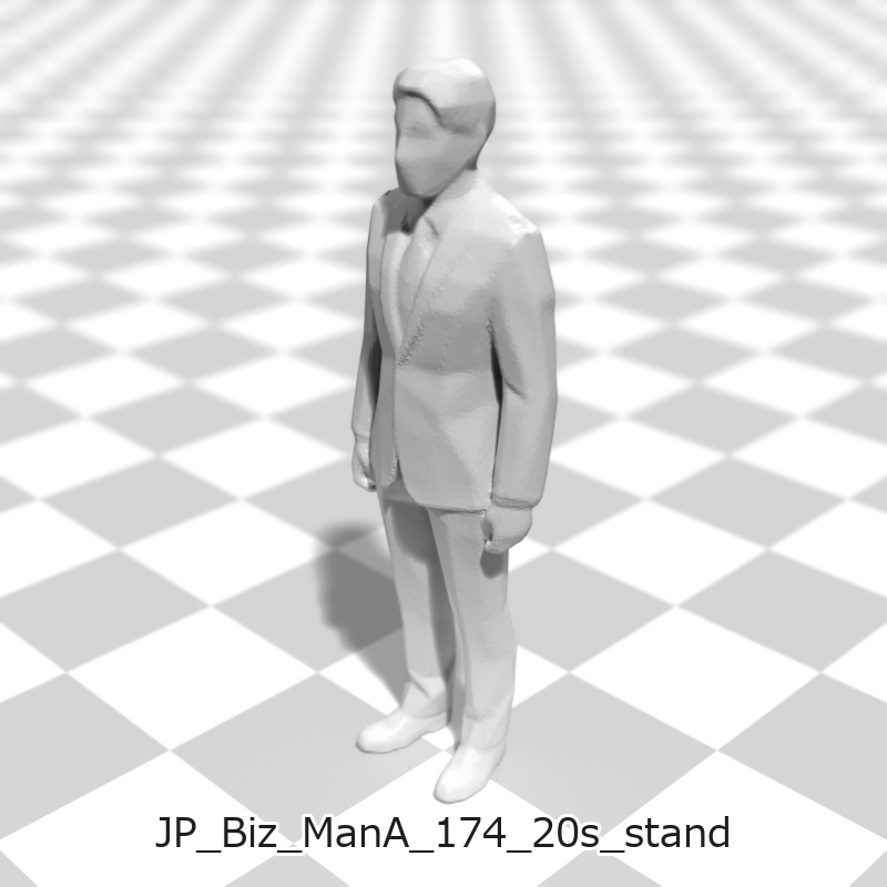 建築模型用 添景3Dデータ(1/50):ビジネスマンA(5ポーズセット) 1/50 Scale 3D Staffage Data for Architectural Scale Models: Businessman A (Set of 5 Poses)