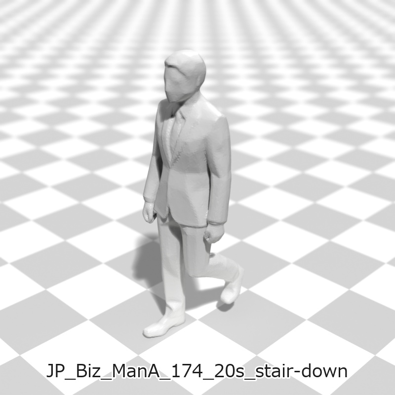 建築模型用 添景3Dデータ(1/50):ビジネスマンA(5ポーズセット) 1/50 Scale 3D Staffage Data for Architectural Scale Models: Businessman A (Set of 5 Poses)