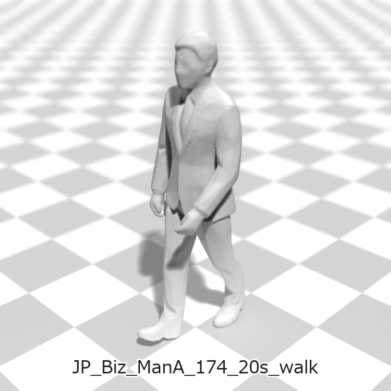 建築模型用 添景3Dデータ(1/50):ビジネスマンA(5ポーズセット) 1/50 Scale 3D Staffage Data for Architectural Scale Models: Businessman A (Set of 5 Poses)