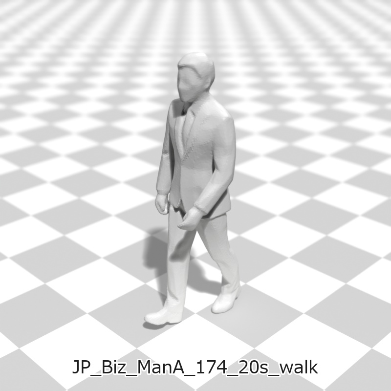 建築模型用 添景3Dデータ(1/50):ビジネスマンA(5ポーズセット) 1/50 Scale 3D Staffage Data for Architectural Scale Models: Businessman A (Set of 5 Poses)