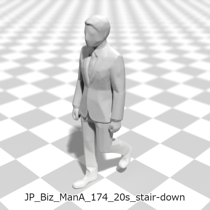 建築模型用 添景3Dデータ(1/50):ビジネスマンA(5ポーズセット) 1/50 Scale 3D Staffage Data for Architectural Scale Models: Businessman A (Set of 5 Poses)