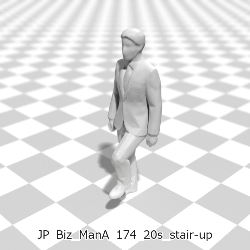建築模型用 添景3Dデータ(1/50):ビジネスマンA(5ポーズセット) 1/50 Scale 3D Staffage Data for Architectural Scale Models: Businessman A (Set of 5 Poses)