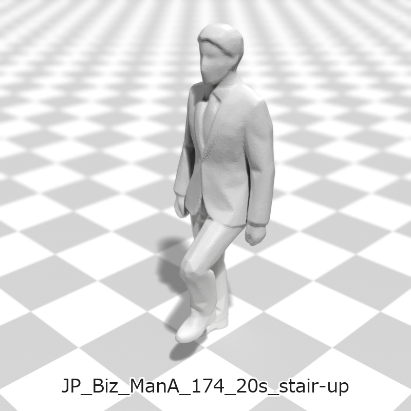建築模型用 添景3Dデータ(1/50):ビジネスマンA(5ポーズセット) 1/50 Scale 3D Staffage Data for Architectural Scale Models: Businessman A (Set of 5 Poses)