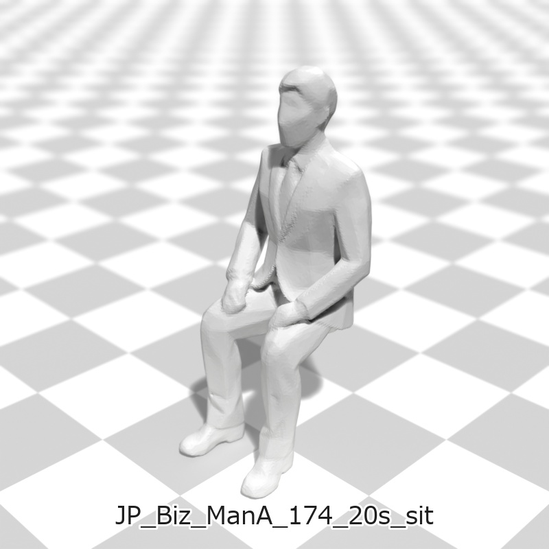 建築模型用 添景3Dデータ(1/50):ビジネスマンA(5ポーズセット) 1/50 Scale 3D Staffage Data for Architectural Scale Models: Businessman A (Set of 5 Poses)