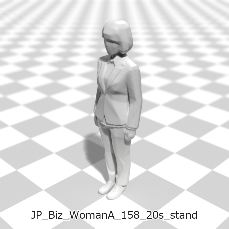 建築模型用 添景3Dデータ(1/50):ビジネスウーマンA(5ポーズセット) 1/50 Scale 3D Staffage Data for Architectural Scale Models: Businesswoman A (Set of 5 Poses)