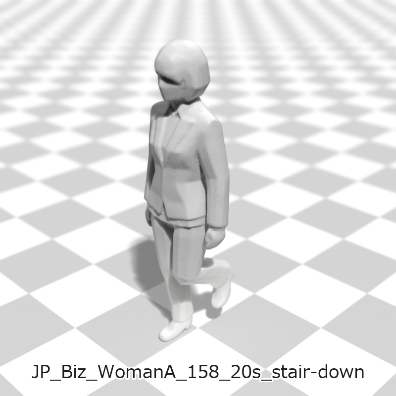 建築模型用 添景3Dデータ(1/50):ビジネスウーマンA(5ポーズセット) 1/50 Scale 3D Staffage Data for Architectural Scale Models: Businesswoman A (Set of 5 Poses)