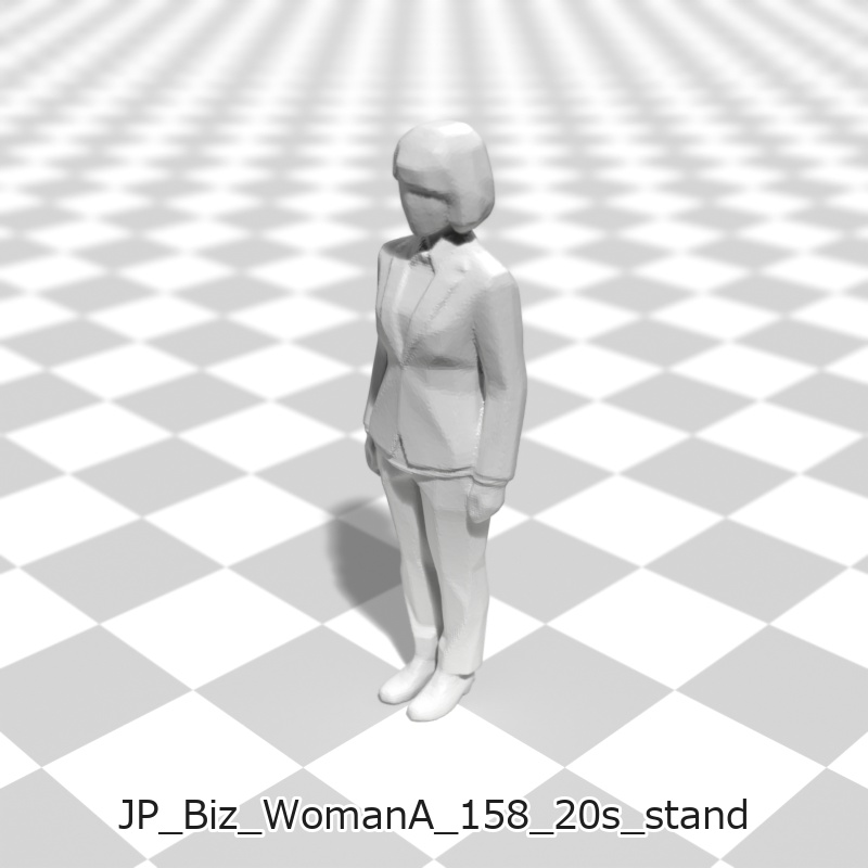 建築模型用 添景3Dデータ(1/50):ビジネスウーマンA(5ポーズセット) 1/50 Scale 3D Staffage Data for Architectural Scale Models: Businesswoman A (Set of 5 Poses)