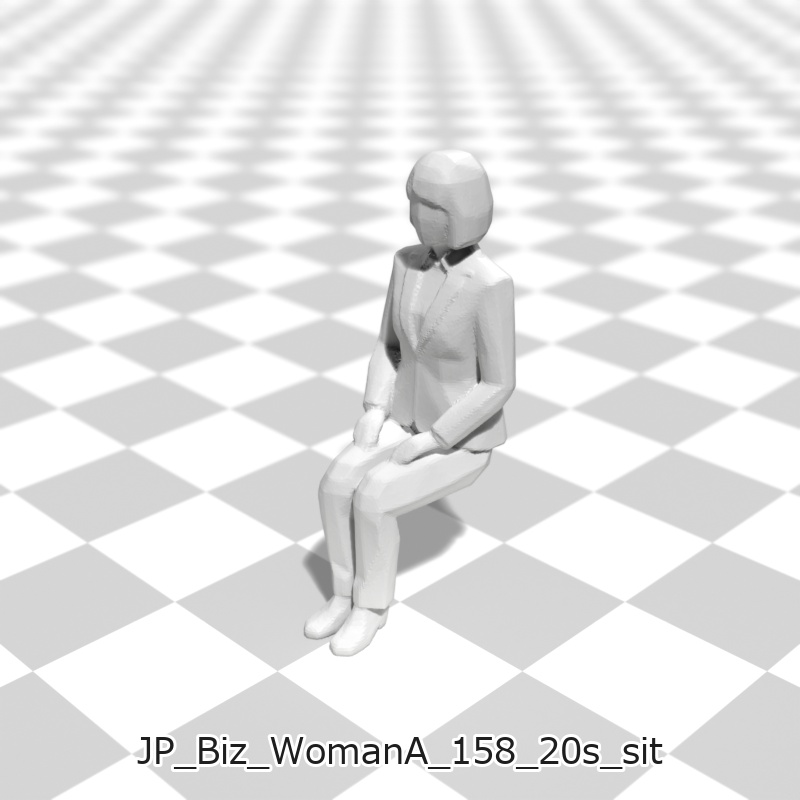 建築模型用 添景3Dデータ(1/50):ビジネスウーマンA(5ポーズセット) 1/50 Scale 3D Staffage Data for Architectural Scale Models: Businesswoman A (Set of 5 Poses)