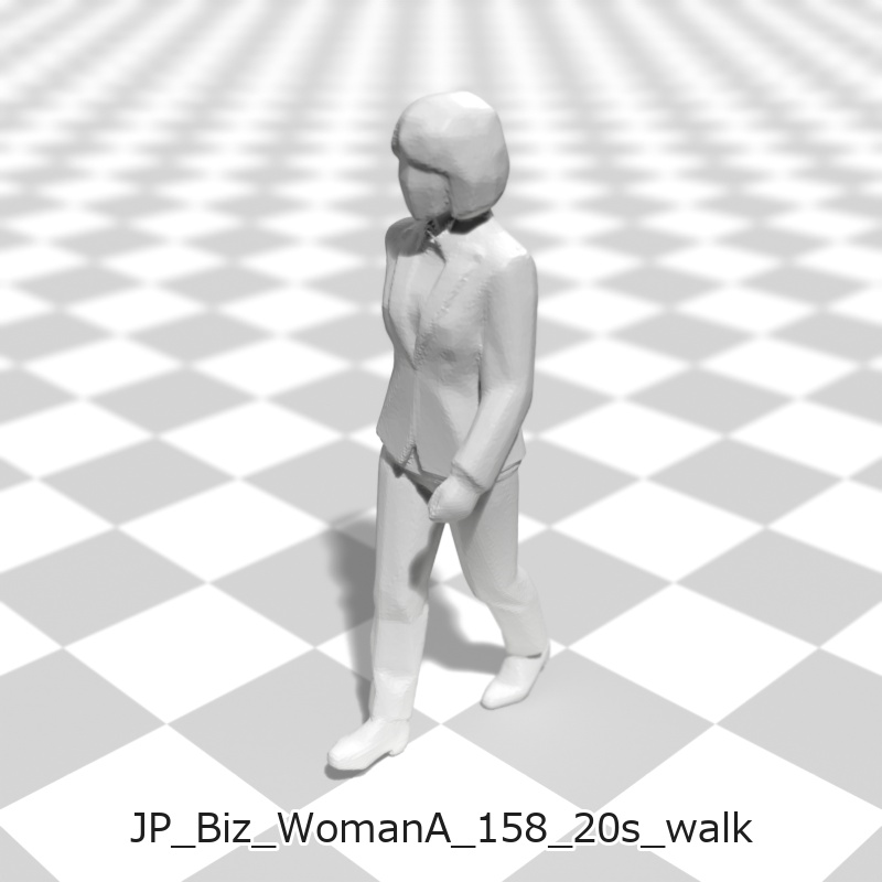 建築模型用 添景3Dデータ(1/50):ビジネスウーマンA(5ポーズセット) 1/50 Scale 3D Staffage Data for Architectural Scale Models: Businesswoman A (Set of 5 Poses)