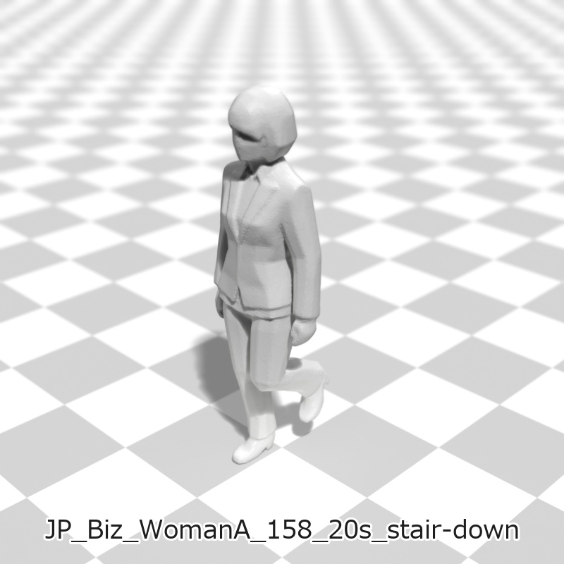 建築模型用 添景3Dデータ(1/50):ビジネスウーマンA(5ポーズセット) 1/50 Scale 3D Staffage Data for Architectural Scale Models: Businesswoman A (Set of 5 Poses)