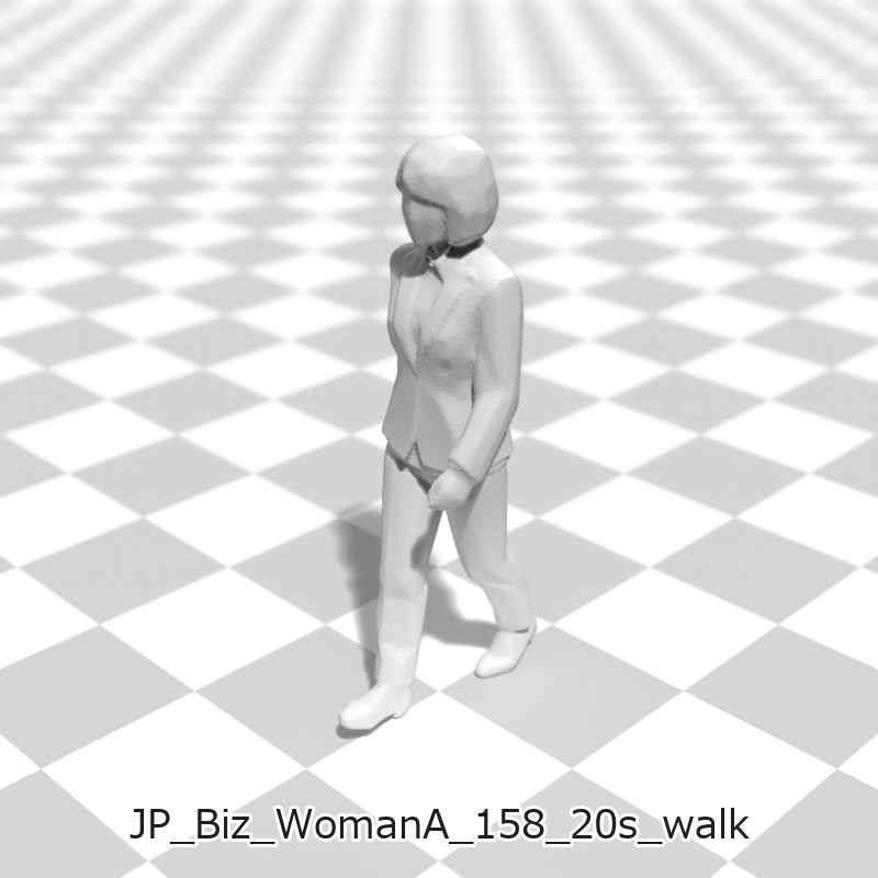 建築模型用 添景3Dデータ(1/50):ビジネスウーマンA(5ポーズセット) 1/50 Scale 3D Staffage Data for Architectural Scale Models: Businesswoman A (Set of 5 Poses)
