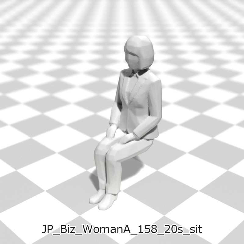 建築模型用 添景3Dデータ(1/50):ビジネスウーマンA(5ポーズセット) 1/50 Scale 3D Staffage Data for Architectural Scale Models: Businesswoman A (Set of 5 Poses)
