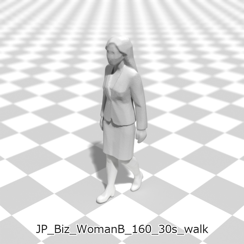 建築模型用 添景3Dデータ(1/50):ビジネスウーマンB(5ポーズセット) 1/50 Scale 3D Staffage Data for Architectural Scale Models: Businesswoman B (Set of 5 Poses)