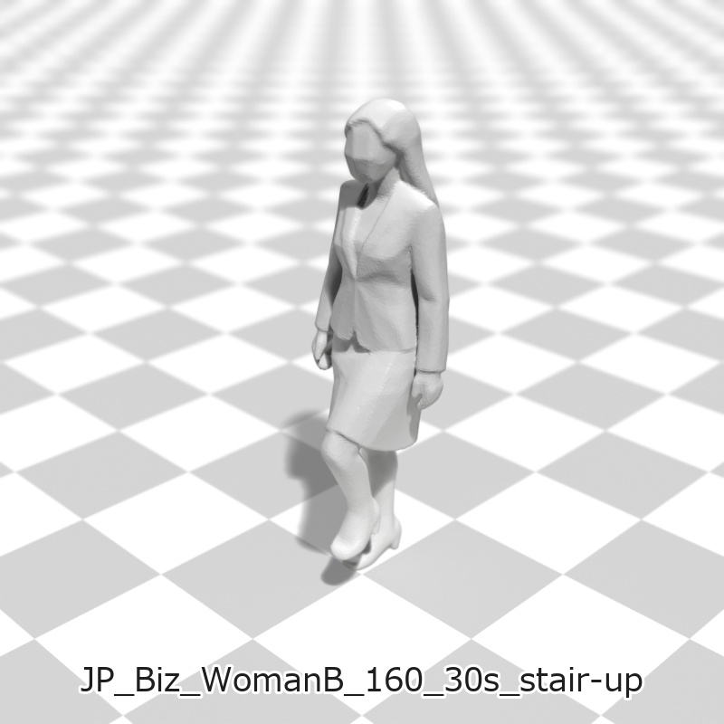 建築模型用 添景3Dデータ(1/50):ビジネスウーマンB(5ポーズセット) 1/50 Scale 3D Staffage Data for Architectural Scale Models: Businesswoman B (Set of 5 Poses)