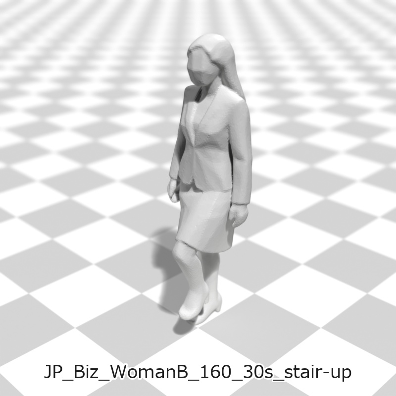 建築模型用 添景3Dデータ(1/50):ビジネスウーマンB(5ポーズセット) 1/50 Scale 3D Staffage Data for Architectural Scale Models: Businesswoman B (Set of 5 Poses)