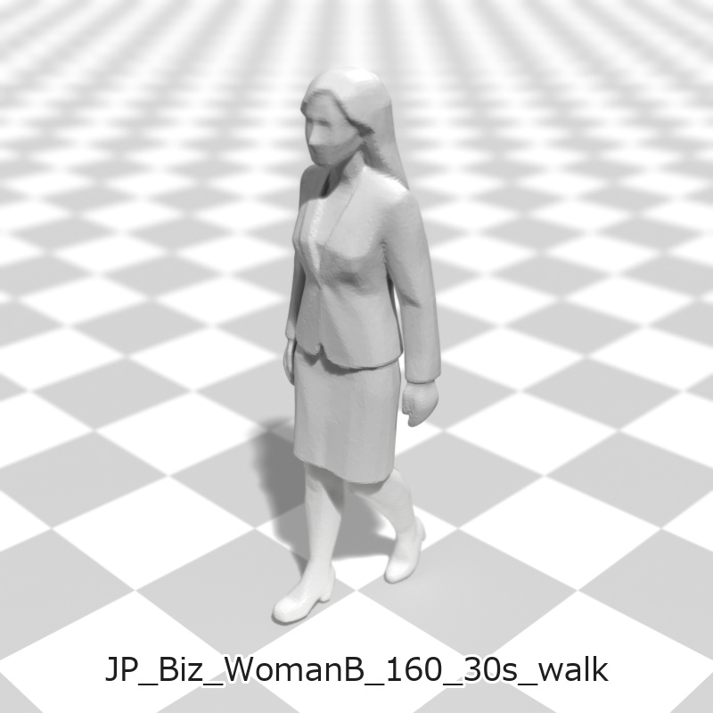 建築模型用 添景3Dデータ(1/50):ビジネスウーマンB(5ポーズセット) 1/50 Scale 3D Staffage Data for Architectural Scale Models: Businesswoman B (Set of 5 Poses)