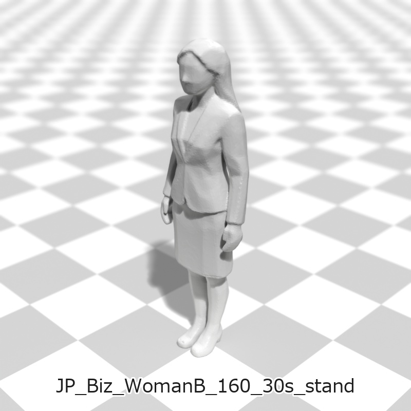 建築模型用 添景3Dデータ(1/50):ビジネスウーマンB(5ポーズセット) 1/50 Scale 3D Staffage Data for Architectural Scale Models: Businesswoman B (Set of 5 Poses)