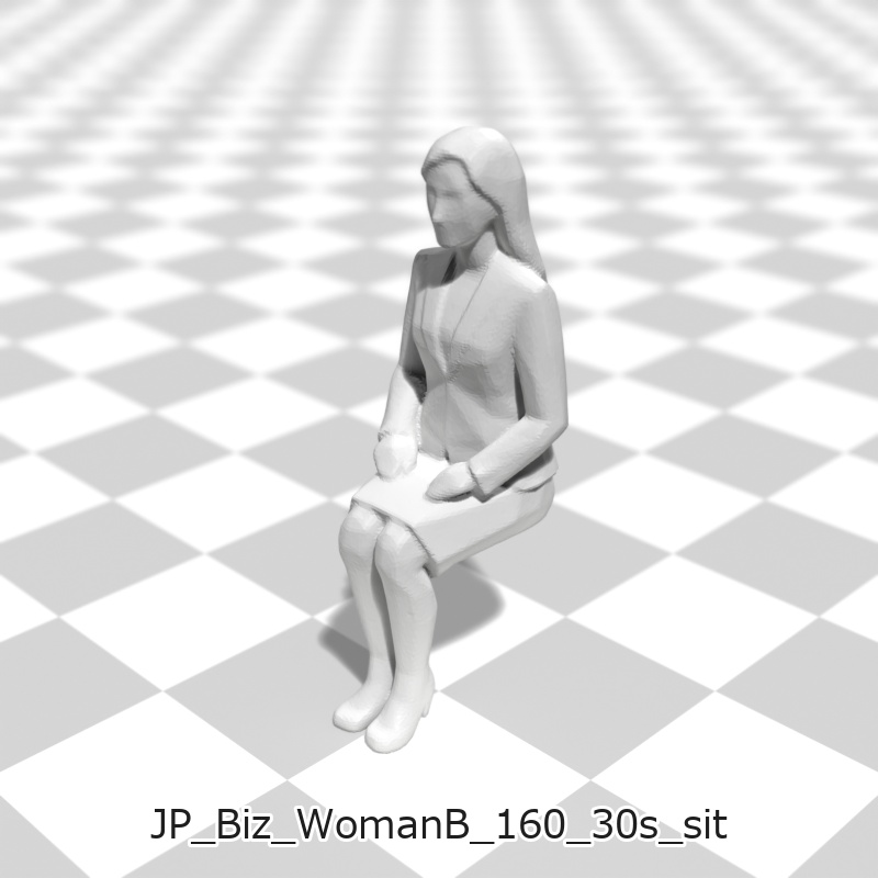 建築模型用 添景3Dデータ(1/50):ビジネスウーマンB(5ポーズセット) 1/50 Scale 3D Staffage Data for Architectural Scale Models: Businesswoman B (Set of 5 Poses)