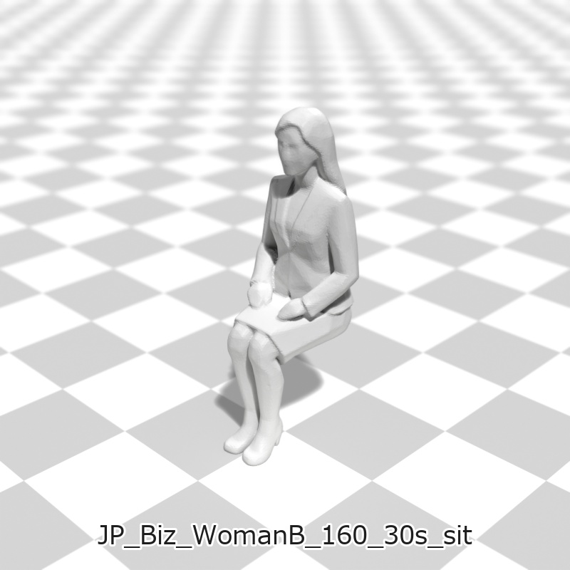 建築模型用 添景3Dデータ(1/50):ビジネスウーマンB(5ポーズセット) 1/50 Scale 3D Staffage Data for Architectural Scale Models: Businesswoman B (Set of 5 Poses)