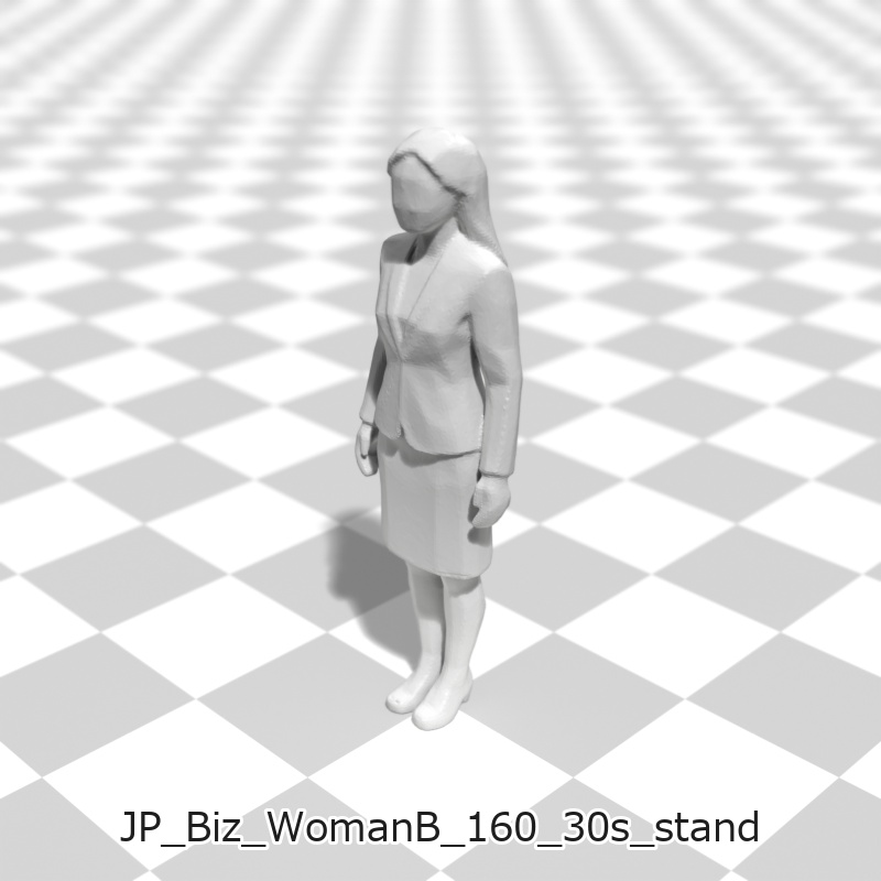 建築模型用 添景3Dデータ(1/50):ビジネスウーマンB(5ポーズセット) 1/50 Scale 3D Staffage Data for Architectural Scale Models: Businesswoman B (Set of 5 Poses)