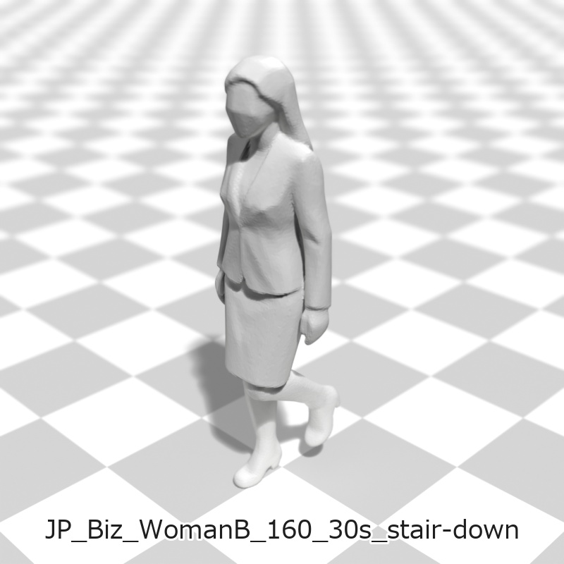 建築模型用 添景3Dデータ(1/50):ビジネスウーマンB(5ポーズセット) 1/50 Scale 3D Staffage Data for Architectural Scale Models: Businesswoman B (Set of 5 Poses)