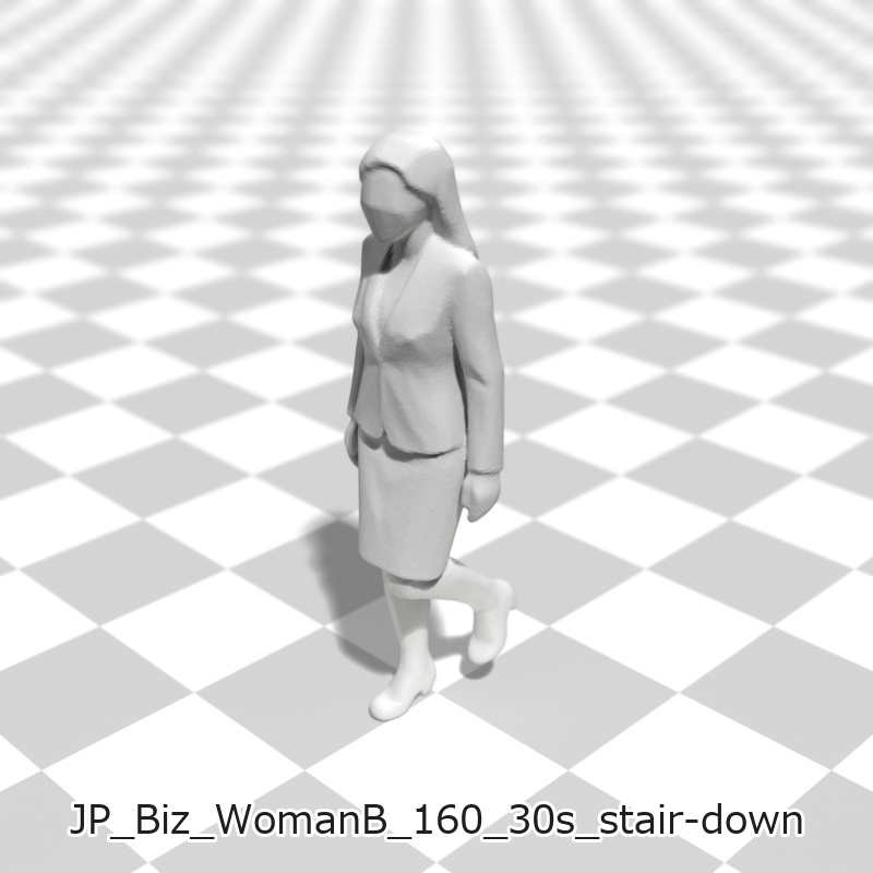 建築模型用 添景3Dデータ(1/50):ビジネスウーマンB(5ポーズセット) 1/50 Scale 3D Staffage Data for Architectural Scale Models: Businesswoman B (Set of 5 Poses)