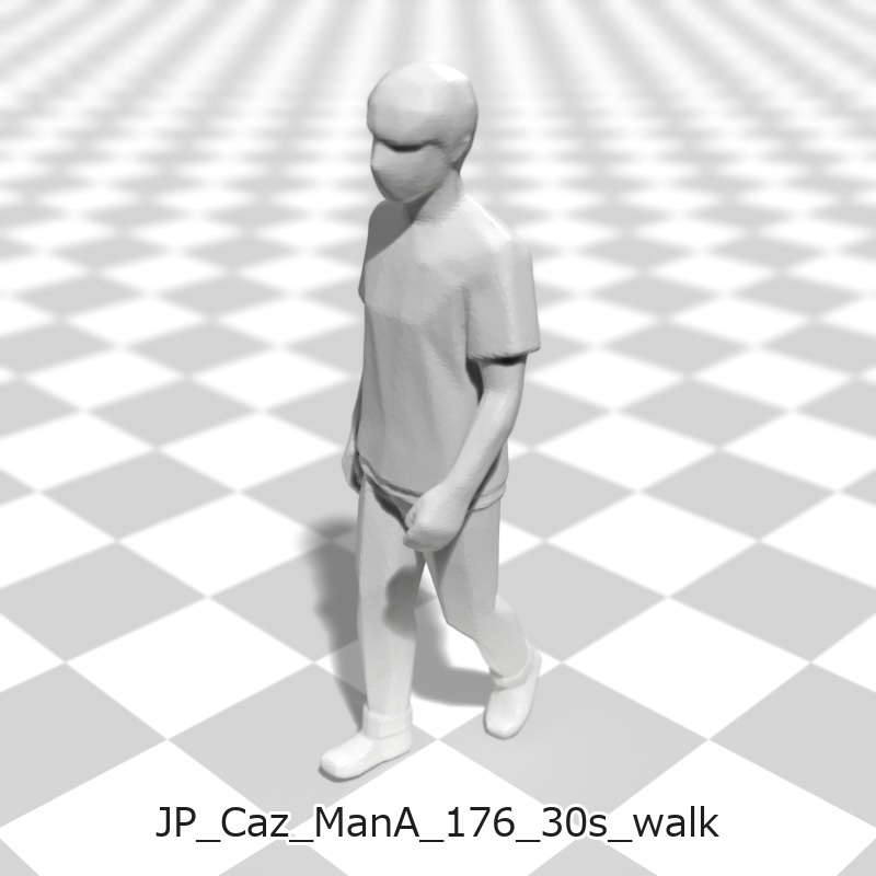 建築模型用 添景3Dデータ(1/50):カジュアル男性A(5ポーズセット) 1/50 Scale 3D Staffage Data for Architectural Scale Models: Casual Man A (Set of 5 Poses)