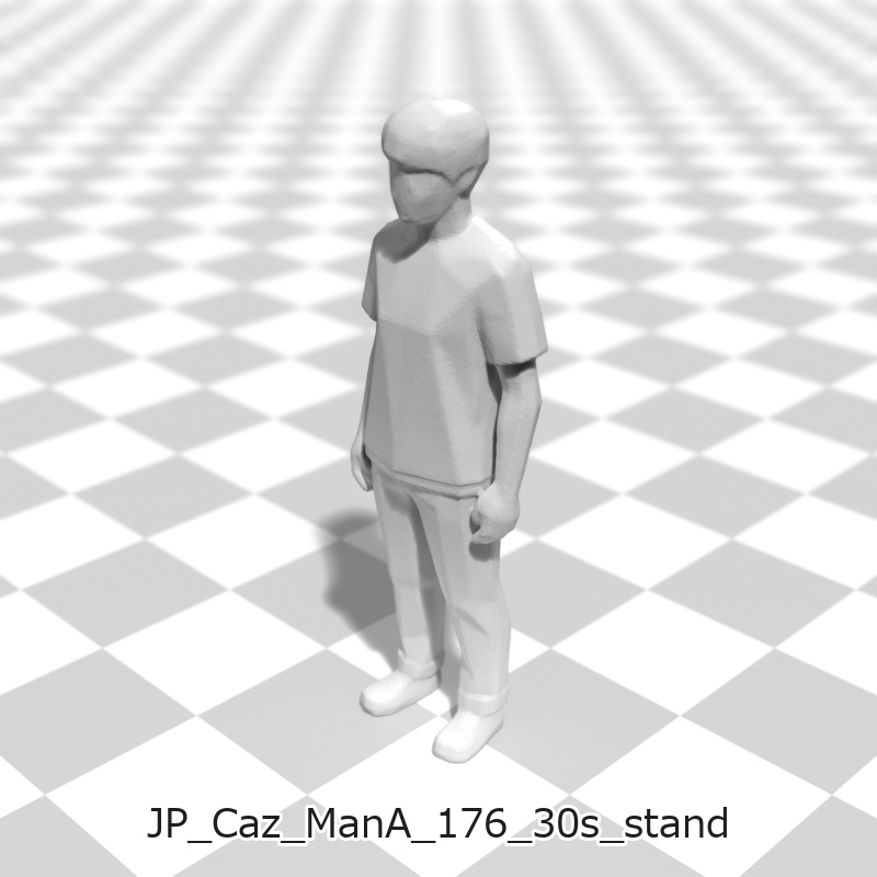 建築模型用 添景3Dデータ(1/50):カジュアル男性A(5ポーズセット) 1/50 Scale 3D Staffage Data for Architectural Scale Models: Casual Man A (Set of 5 Poses)