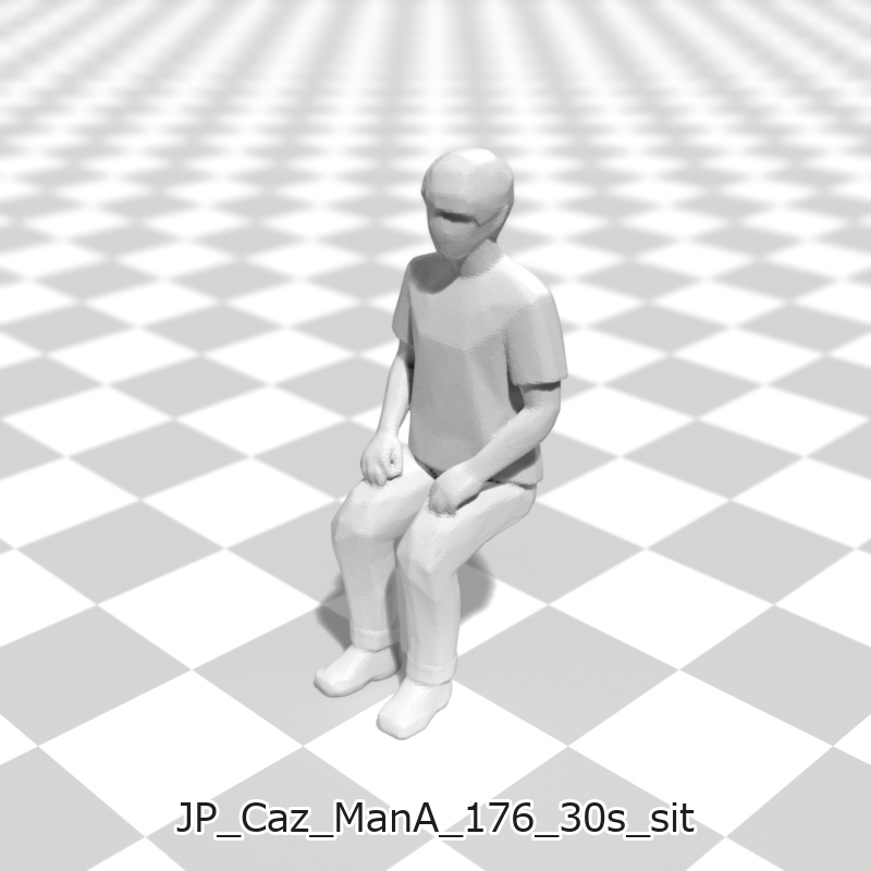 建築模型用 添景3Dデータ(1/50):カジュアル男性A(5ポーズセット) 1/50 Scale 3D Staffage Data for Architectural Scale Models: Casual Man A (Set of 5 Poses)