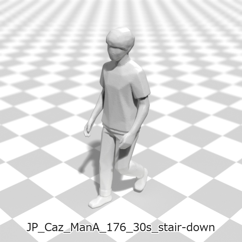 建築模型用 添景3Dデータ(1/50):カジュアル男性A(5ポーズセット) 1/50 Scale 3D Staffage Data for Architectural Scale Models: Casual Man A (Set of 5 Poses)