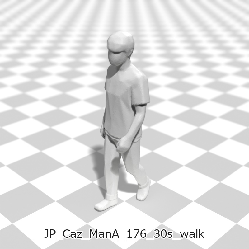 建築模型用 添景3Dデータ(1/50):カジュアル男性A(5ポーズセット) 1/50 Scale 3D Staffage Data for Architectural Scale Models: Casual Man A (Set of 5 Poses)