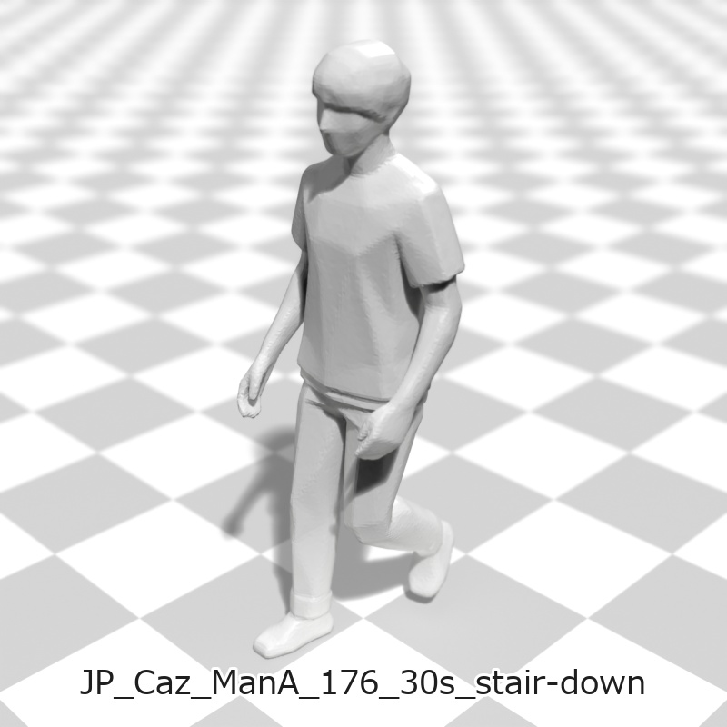 建築模型用 添景3Dデータ(1/50):カジュアル男性A(5ポーズセット) 1/50 Scale 3D Staffage Data for Architectural Scale Models: Casual Man A (Set of 5 Poses)