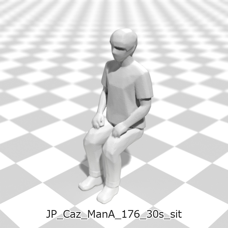 建築模型用 添景3Dデータ(1/50):カジュアル男性A(5ポーズセット) 1/50 Scale 3D Staffage Data for Architectural Scale Models: Casual Man A (Set of 5 Poses)