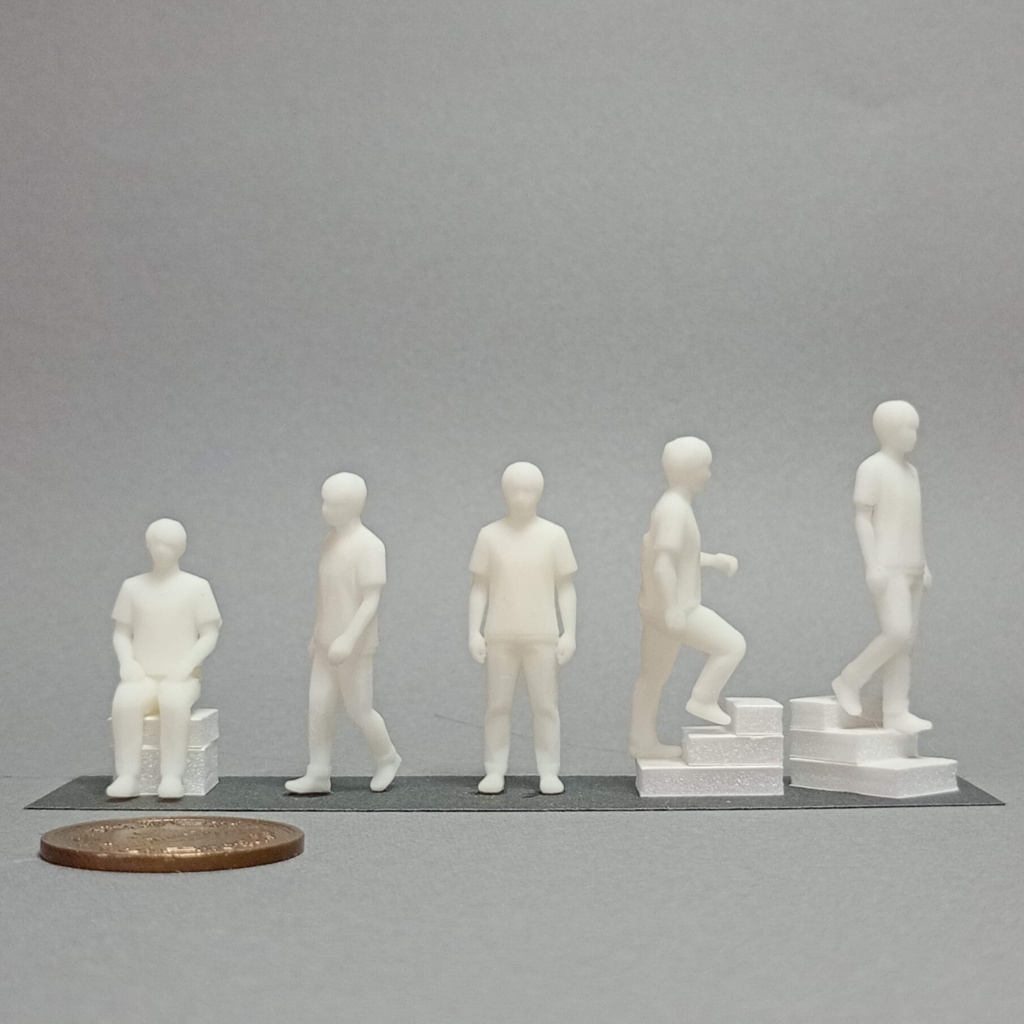 建築模型用 添景3Dデータ(1/50):カジュアル男性A(5ポーズセット) 1/50 Scale 3D Staffage Data for Architectural Scale Models: Casual Man A (Set of 5 Poses)