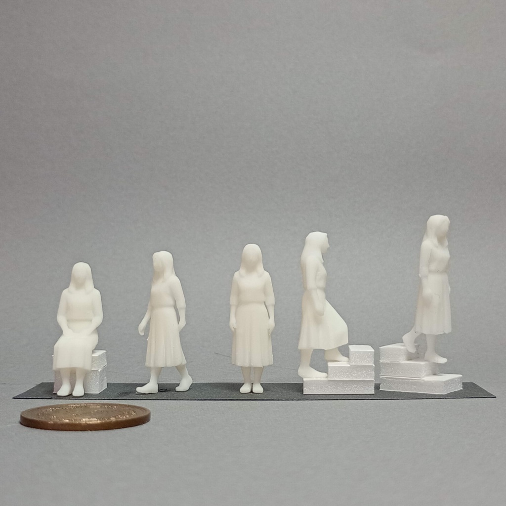 建築模型用 添景3Dデータ(1/50):カジュアル女性A(5ポーズセット) 1/50 Scale 3D Staffage Data for Architectural Scale Models: Casual Woman A (Set of 5 Poses)